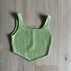 House of Harlow 1960 Green Ribbed Tank Top
